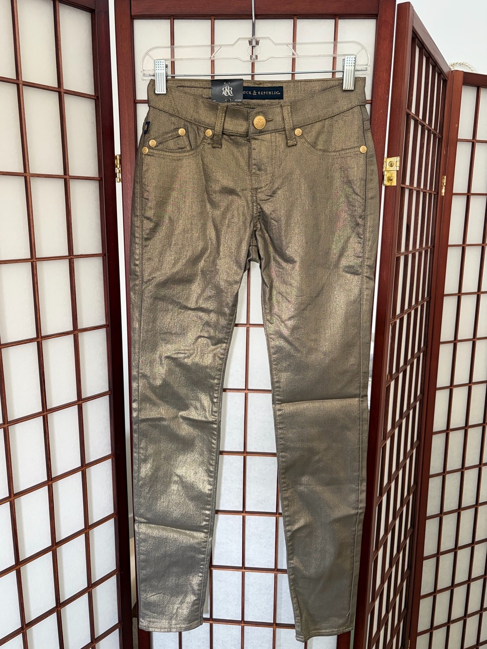 Rock & Republic Metallic Gold Skinny Jeans